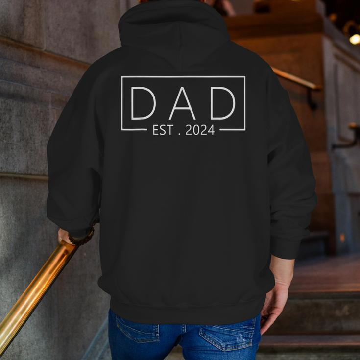 Promoted To Dad 2024 New Dad Father's Day Baby Daddy Zip Up Hoodie Back Print