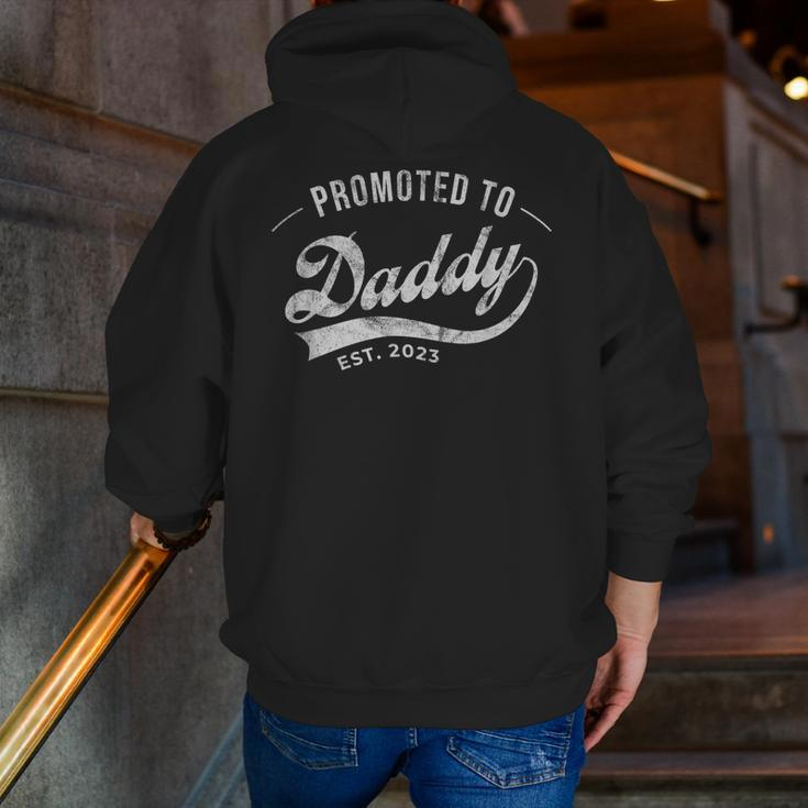 Promoted To Daddy 2023 Humor New Dad Baby First Time Zip Up Hoodie Back Print