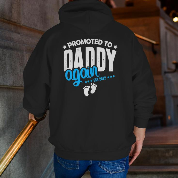 Promoted To Daddy Again 2022 It's A Boy Baby Announcement Zip Up Hoodie Back Print