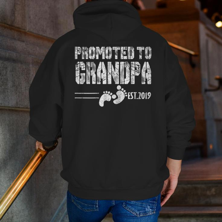 Promoted To Grandpa Est 2019 Shirt First Time New Father Day Zip Up Hoodie Back Print