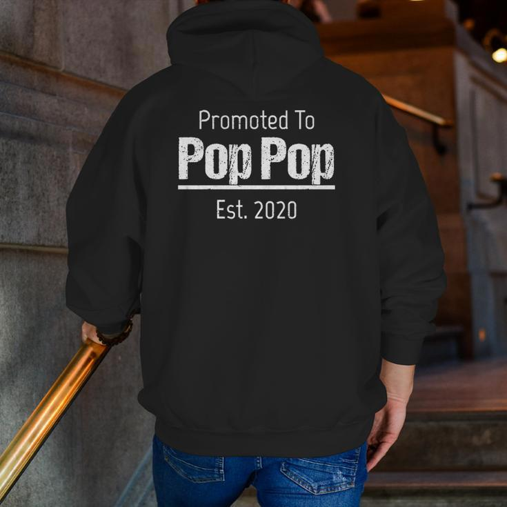 Promoted To Pop Pop Est 2020 New Grandpa Zip Up Hoodie Back Print