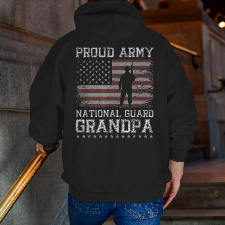 Proud Army National Guard Grandpa Us Military Zip Up Hoodie Back Print