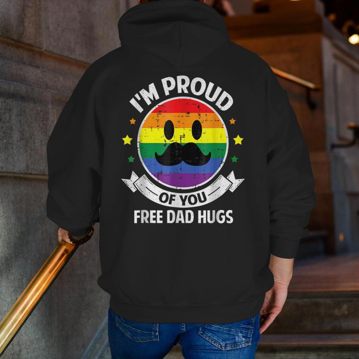 Proud Of You Free Dad Hugs Gay Pride Ally Lgbt Zip Up Hoodie Back Print