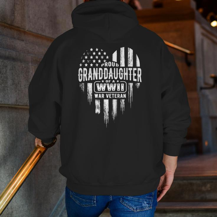 Proud Granddaughter Wwii Vet Grandpa Veterans Day Zip Up Hoodie Back Print