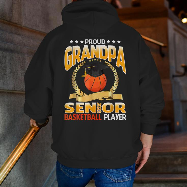 Proud Grandpa Senior Class Of 2023 Basketball Player Zip Up Hoodie Back Print