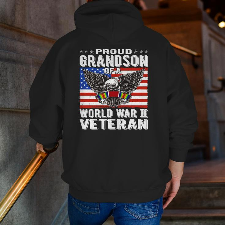 Proud Grandson Of A World War 2 Veteran Patriotic Ww2 Zip Up Hoodie Back Print