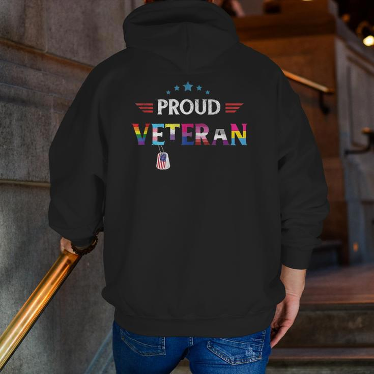 Proud Veteran Lgbtq Rainbow Flag Gay Pride Trans Us Army Zip Up Hoodie Back Print