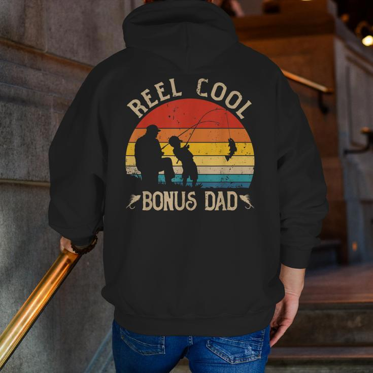 Reel Cool Bonus Dad Fishing Fathers Day Zip Up Hoodie Back Print