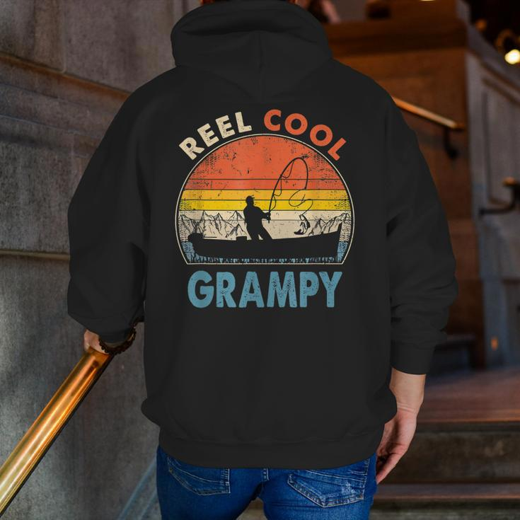 Reel Cool Grampy Fathers Day For Fishing Dad Zip Up Hoodie Back Print