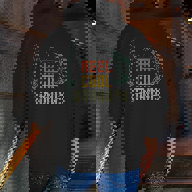 Reel Cool Grandpa Fishing Fun Fathers Day Fishermen Zip Up Hoodie Back Print Reel Cool Grandpa Fishing Fun Fathers Day Fishermen Zip Up Hoodie Back Print