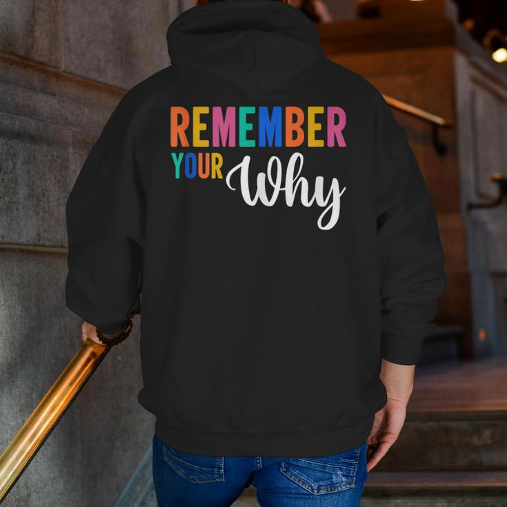 Remember Your Why Motivational Gym Fitness Workout Quote Zip Up Hoodie Back Print