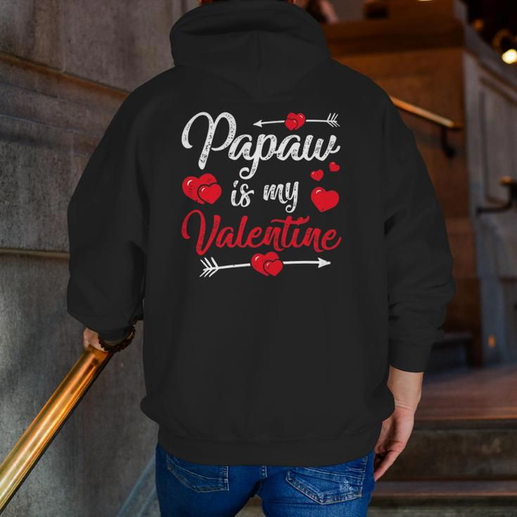 Retro Hearts Papaw Is My Valentines Day Father's Day Zip Up Hoodie Back Print