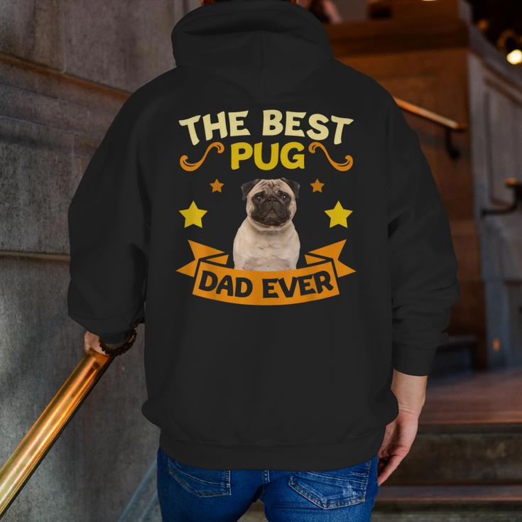 Retro Vintage Best Pug Dad Ever Father's Day Zip Up Hoodie Back Print