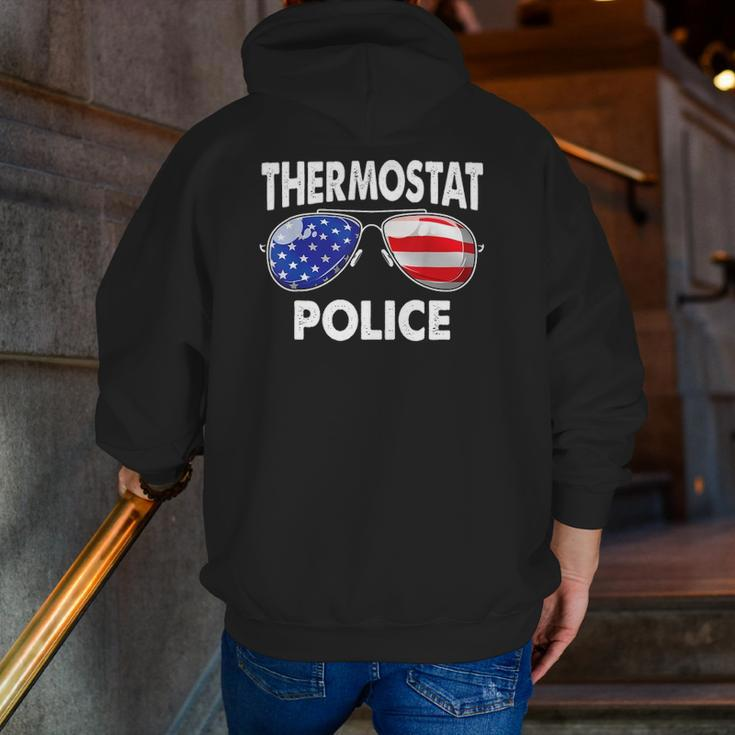Thermostat Police Usa Flag Sunglasses Father's Day Zip Up Hoodie Back Print