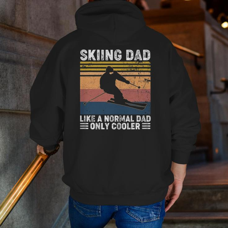 Skiing Dad Like A Normal Dad Only Cooler Vintage Zip Up Hoodie Back Print