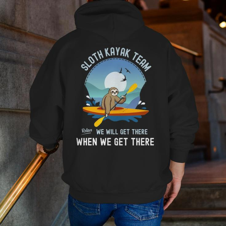 Sloth Kayak Team We Will Get There When We Get There Zip Up Hoodie Back Print