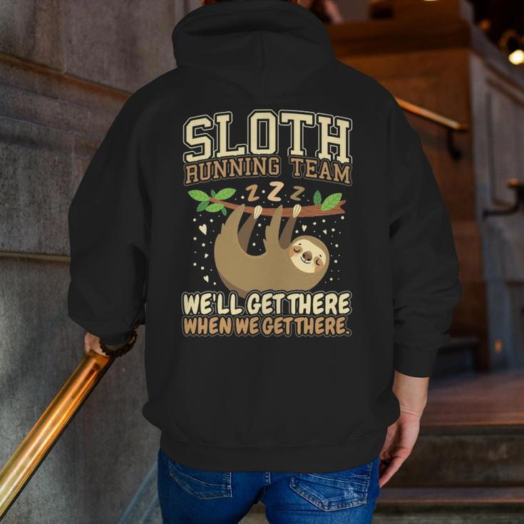 Sloth Running Team Sloth Zip Up Hoodie Back Print