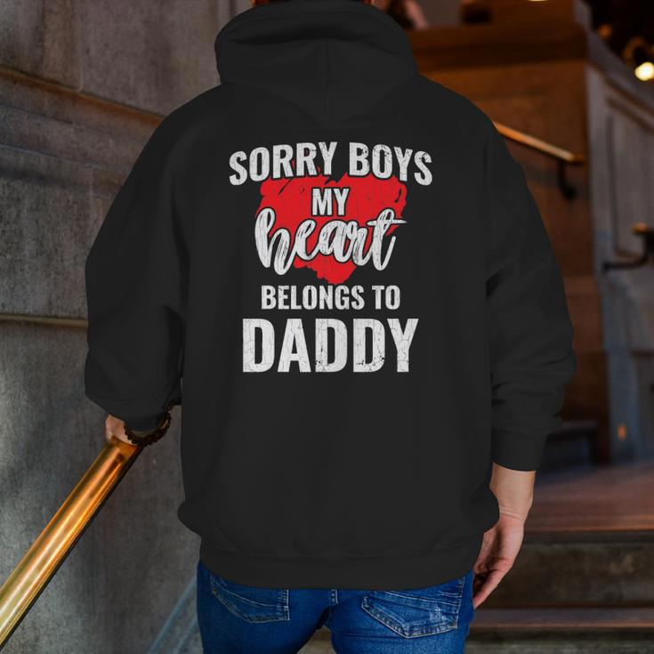 Sorry Boys My Heart Belongs To Daddy Kids Valentines Zip Up Hoodie Back Print