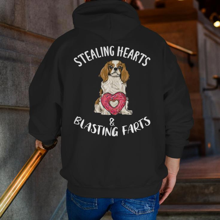 Stealing Hearts Blasting Farts Cavalier King Charles Spaniel Zip Up Hoodie Back Print