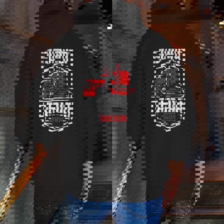 I Support Canadian Truckers Freedom Convoy 2022 Ver2 Zip Up Hoodie Back Print I Support Canadian Truckers Freedom Convoy 2022 Ver2 Zip Up Hoodie Back Print