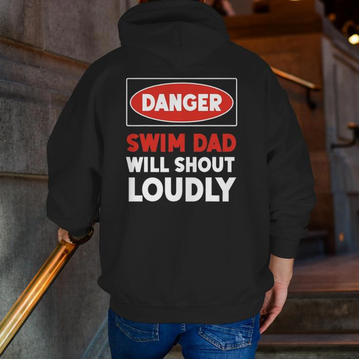 Swimming Swimmer Danger Swim Dad Zip Up Hoodie Back Print