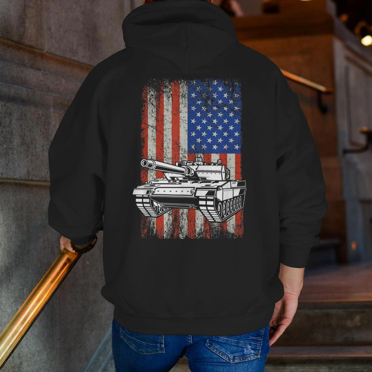 Tank American Flag Veteran Military Zip Up Hoodie Back Print