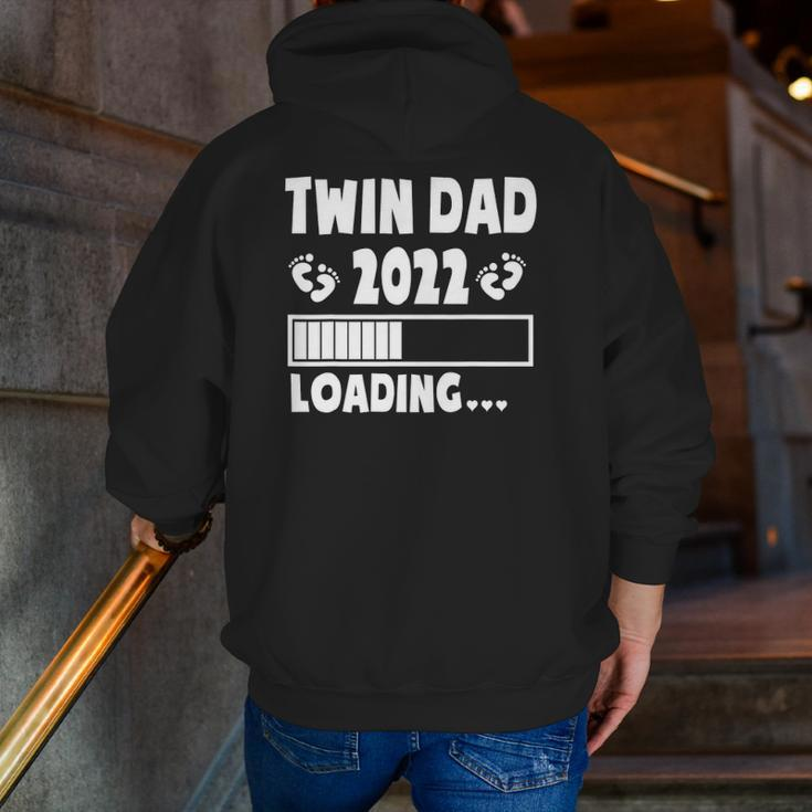 Twin Dad Of Twins 2022 Expecting Twin Dad Father's Day Cute Zip Up Hoodie Back Print