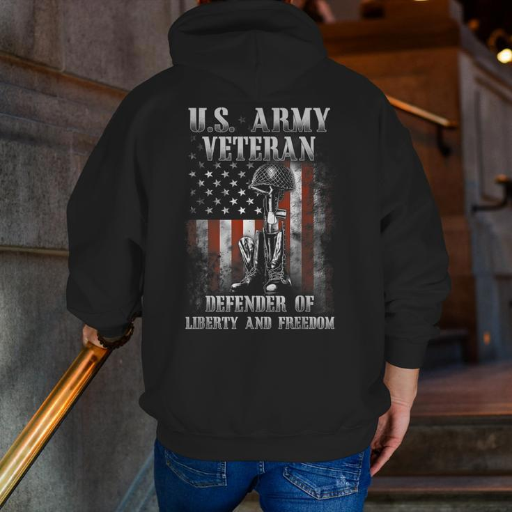 Us Army Veteran Defender Of Liberty 4Th July DayZip Up Hoodie Back Print