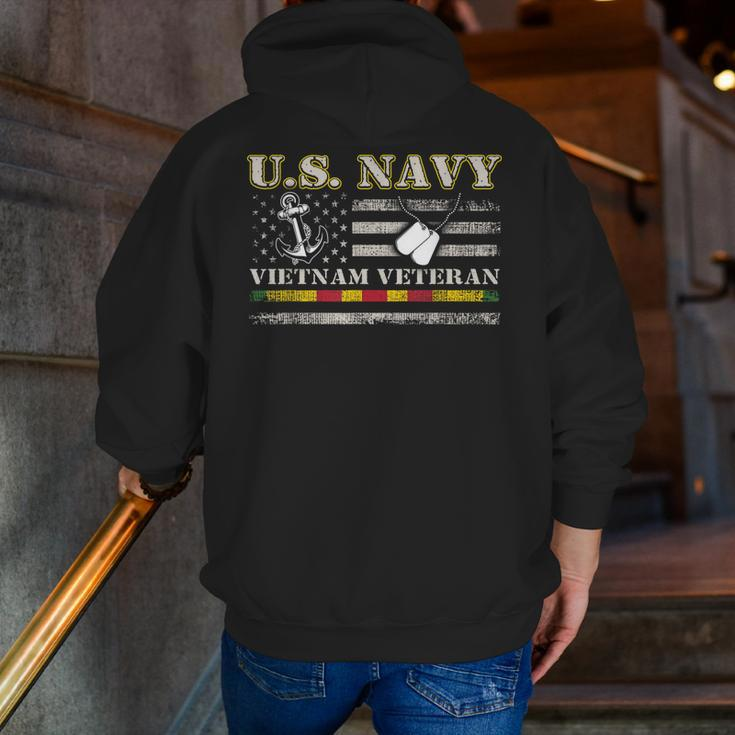 Us Navy Vietnam Veteran Usa Flag Vietnam War Vet Zip Up Hoodie Back Print