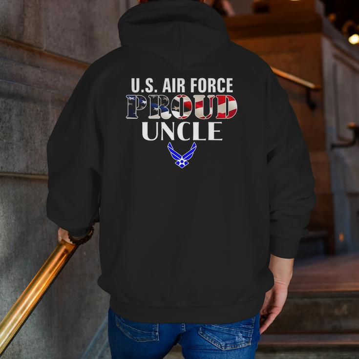 Us Proud Air Force Uncle With American Flag For Veteran Zip Up Hoodie Back Print