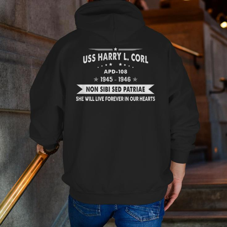 Uss Harry L Corl Apd Zip Up Hoodie Back Print