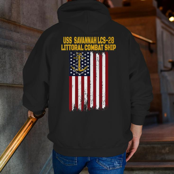 Uss Savannah Lcs-28 Littoral Combat Ship Veteran Fathers Day Zip Up Hoodie Back Print