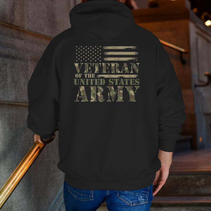 Veteran Of The United States Army Camouflage Us Flag Veteran Zip Up Hoodie Back Print