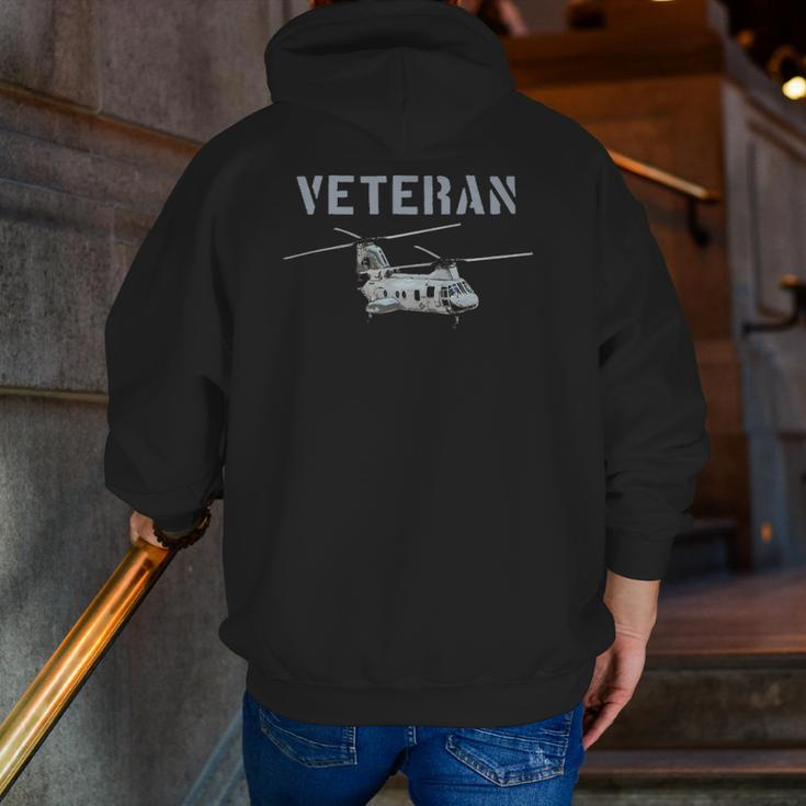 Veterans Ch-46 Sea Knight Helicopter Zip Up Hoodie Back Print