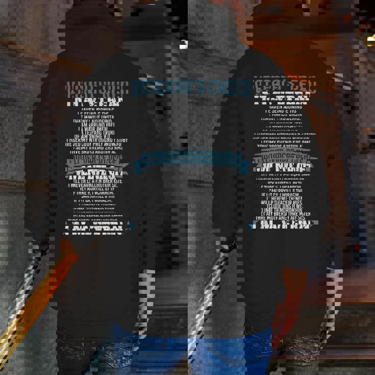 Veteran's Creed Patriot Grandpa Vietnam War Zip Up Hoodie Back Print Veteran's Creed Patriot Grandpa Vietnam War Zip Up Hoodie Back Print