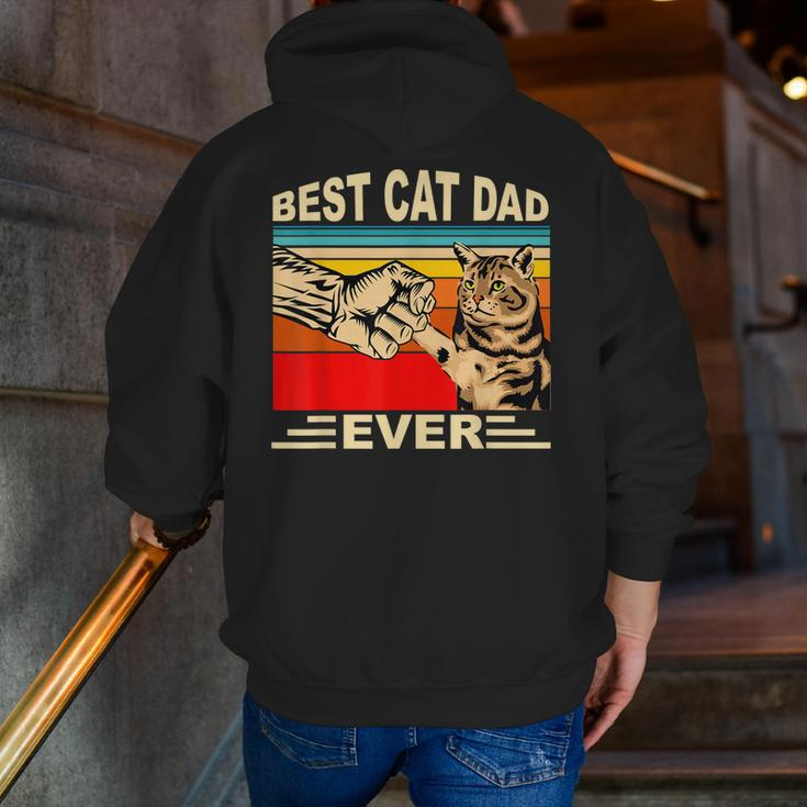 Vintage Best Cat Dad Ever And Retro For Dad Men Father's Day Zip Up Hoodie Back Print
