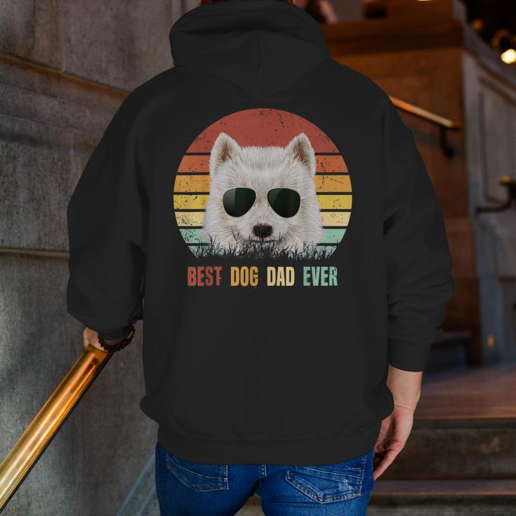 Vintage Best Dog Dad Ever Samoyed Fathers Day Zip Up Hoodie Back Print