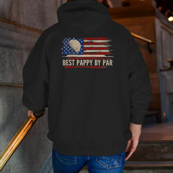 Vintage Best Pappy By Par American Flag Golf Golfer Zip Up Hoodie Back Print