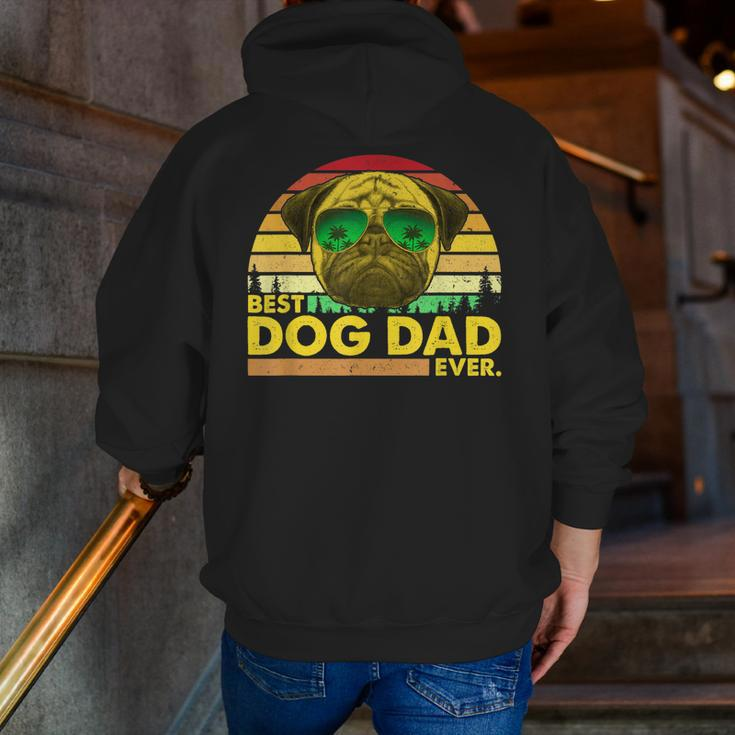 Vintage Best Pug Dad Ever Dog Daddy Father Zip Up Hoodie Back Print