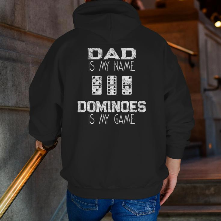 Vintage Double Six Dominoes Game Themed Domino Player Dad Zip Up Hoodie Back Print