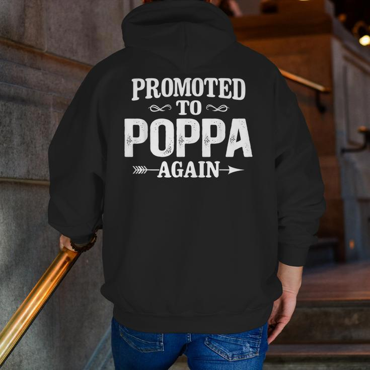 Vintage Promoted To Poppa Fathers Day New Dad Grandpa Zip Up Hoodie Back Print