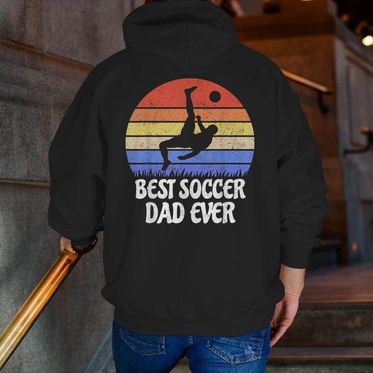 Vintage Retro Best Soccer Dad Ever Footballer Father Zip Up Hoodie Back Print