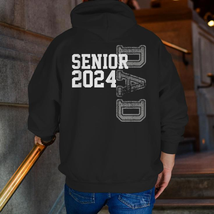 Vintage Senior 2024 Class Grad Proud Dad Class Of 2024 Zip Up Hoodie Back Print