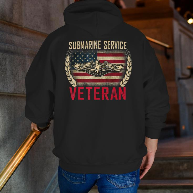 Vintage Us Navy Submarine Service VeteranZip Up Hoodie Back Print