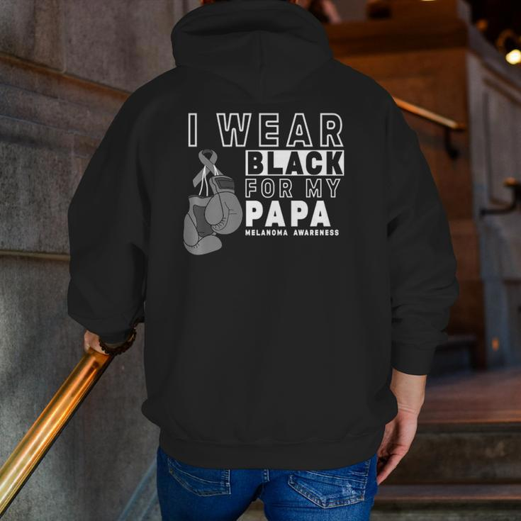 I Wear Black For My Papa Melanoma Awareness Zip Up Hoodie Back Print