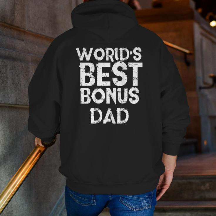 World's Best Bonus Dad Step Fathers Day Husband Zip Up Hoodie Back Print