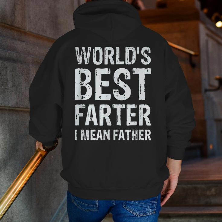 World's Best Farter I Mean Father Graphic Novelty Zip Up Hoodie Back Print