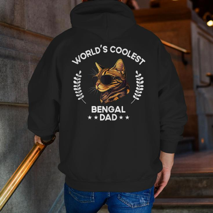 World's Coolest Dog Dad Papa Men Bengal Cat Zip Up Hoodie Back Print