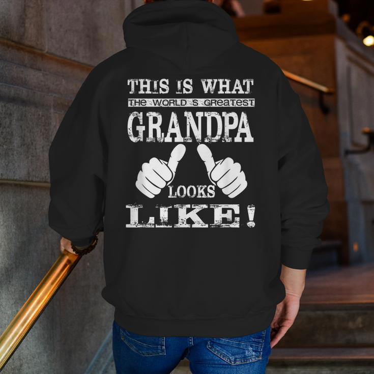 World's Greatest Grandpa Best Grandfather Ever Zip Up Hoodie Back Print