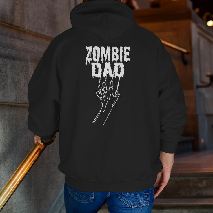 Zombie Dad Halloween Father Costume Adults Zip Up Hoodie Back Print